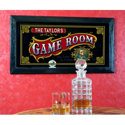 Game Room Personalized Bar Mirror Sign Pub Office Man Cave Gift 13" x 26"   253132239832